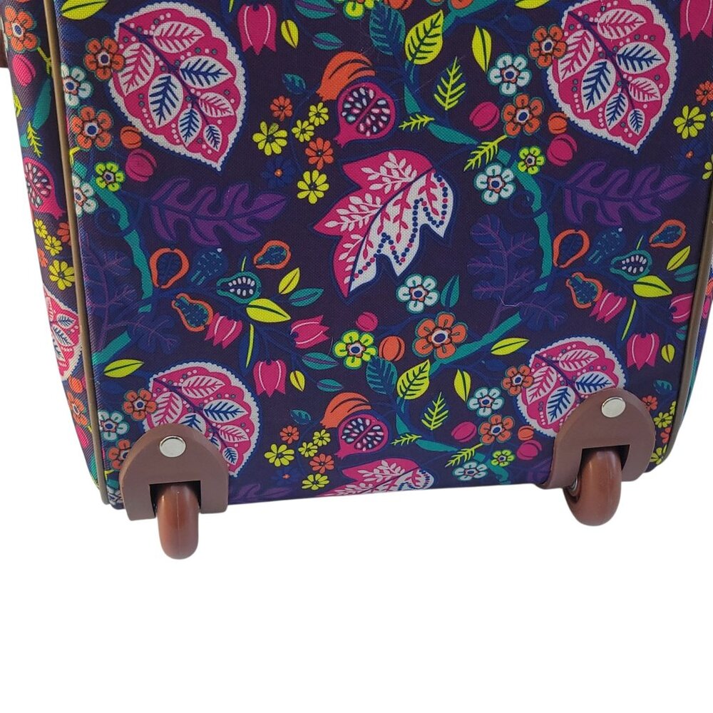Lily Bloom Wheeled Duffel Bag 20" Raking It In Living Large Purple Floral Mater - Picture 12 of 16